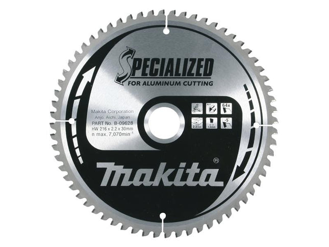 Makita B-09628 Specialized Aluminium Saw Blade 216 x 30mm x 64T