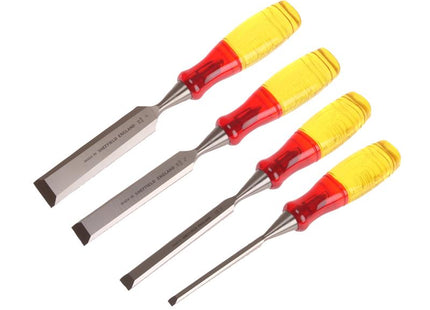 IRWIN Marples M373 Bevel Edge Chisel Splitproof Handle Set, 4 Piece
