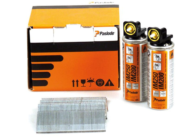 Paslode 64mm IM65 Galvanised Straight Brads 2000 2 x Fuel Cells