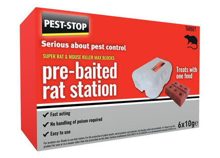 Pest-Stop (Pelsis Group) Super Rat & Mouse Killer Wax Block Pre-Baited Station