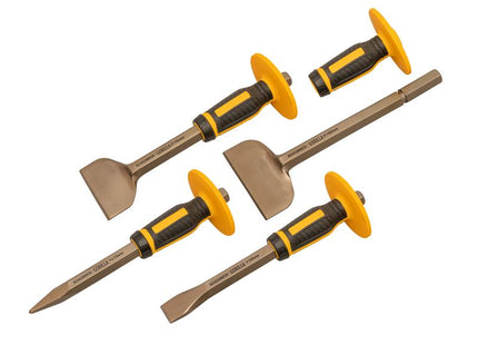 Roughneck Bolster & Chisel Set with Non-Slip Guards, 4 Piece