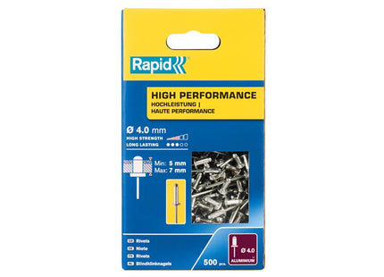 Rapid High Performance Rivets 4 x 10mm (Box 500)