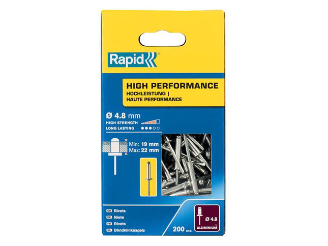 Rapid High Performance Rivets 4.8 x 25mm (Box 200)