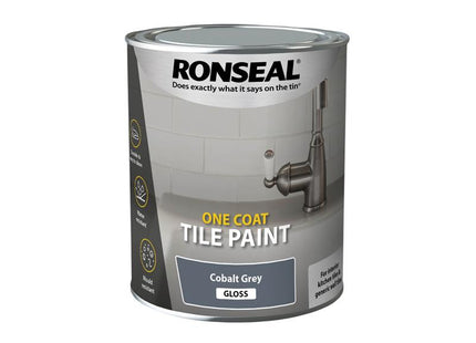 Ronseal One Coat Tile Paint Cobalt Grey Gloss 750ml