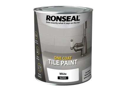 Ronseal One Coat Tile Paint White Gloss 750ml