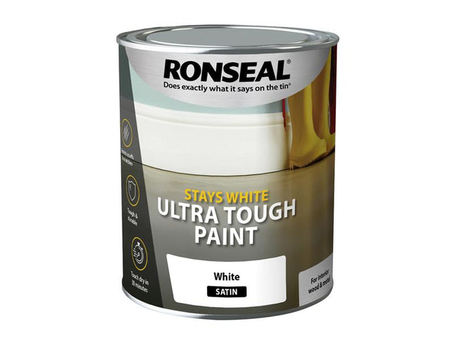 Ronseal Stays White Ultra Tough Paint Satin White 750ml