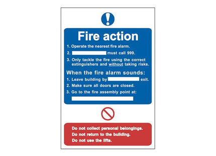 Scan Fire Action Procedure - PVC Sign 200 x 300mm