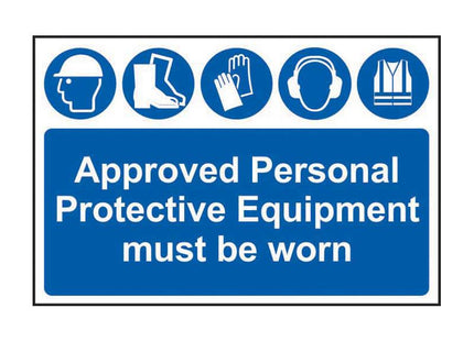Scan Approved PPE Must Be Worn - PVC Sign 600 x 400mm