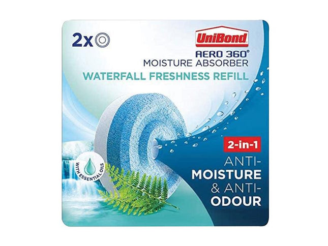 UniBond Aero 360 Moisture Absorber Waterfall Freshness Refill (Pack 2)