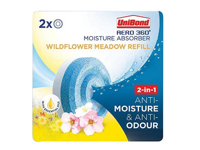 UniBond Aero 360 Moisture Absorber Wildflower Meadow Refill (Pack Of 2 Tabs)