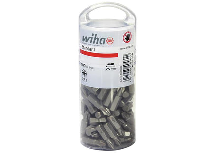 Wiha Standard Pozidriv Bits PZ2 25mm Tub of 100