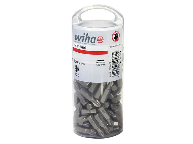 Wiha Standard Pozidriv Bits PZ2 25mm Tub of 100