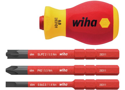Wiha SoftFinish electric slimVario Stubby Screwdriver Set, 4 Piece