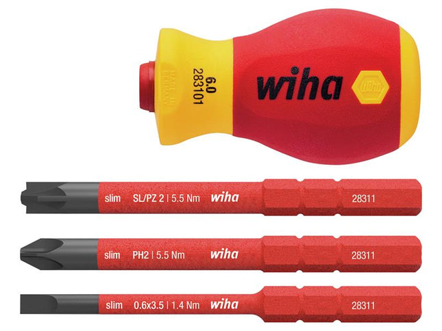 Wiha SoftFinish electric slimVario Stubby Screwdriver Set, 4 Piece