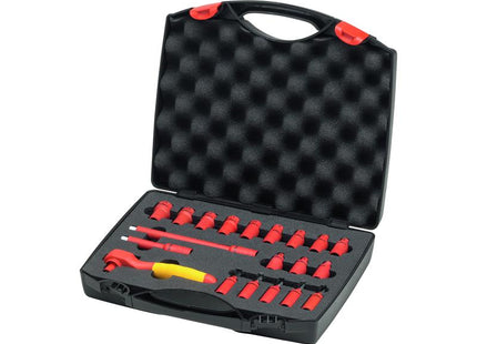 Wiha Insulated 1/4in Ratchet Wrench Set, 21 Piece (inc. Case)
