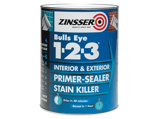 Zinsser Bulls Eye 1-2-3 Primer & Sealer Paint White 5 litre