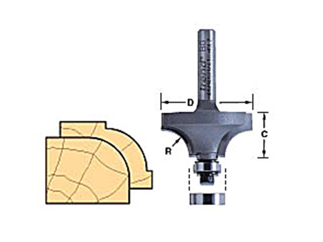 TREND 46/150 X 1/2 Tct Bearing Guided Ovolo & Round Over 12.7Mm Radius