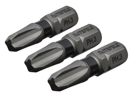 Faithfull Philips Impact Screwdriver Bits PH3 x 25mm (Pack 3)