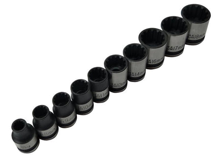 Bluespot Tools 3/8In Drive Spline Socket Set Metric, 10 Piece