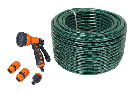 Faithfull Hose 50m with Fittings & Spray Gun