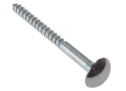 Forgefix Mirror Screw Chrome Domed Top Slotted Csk St Zp 1.1/2In X 8 Bag 10