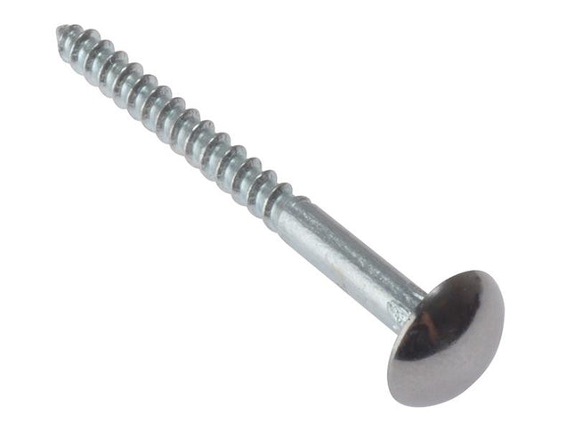 Forgefix Mirror Screw Chrome Domed Top Slotted Csk St Zp 1.1/2In X 8 Bag 10