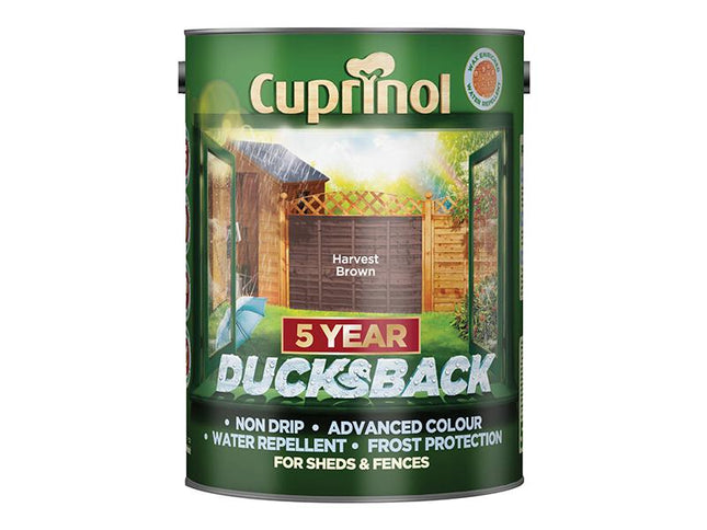 Cuprinol Ducksback 5 Year Waterproof For Sheds & Fences Harvest Brown 5 Litre