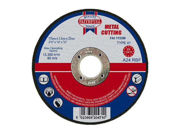 Faithfull Metal Cut Off Disc 115 X 3.2 X 22.23Mm
