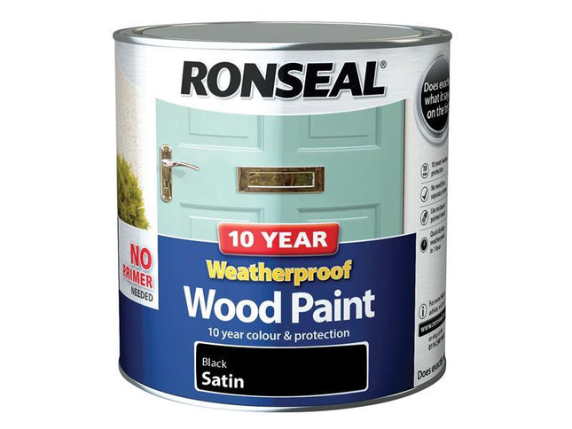 Ronseal 10 Year Weatherproof Wood Paint Black Satin 2.5 Litre