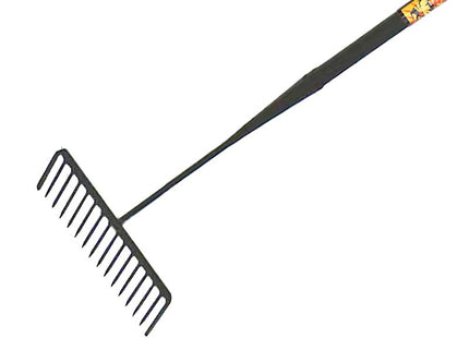 Roughneck Tarmac Rake 16 Round Teeth - Tubular Steel Shaft Handled