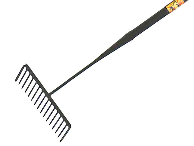 Roughneck Tarmac Rake 16 Round Teeth - Tubular Steel Shaft Handled