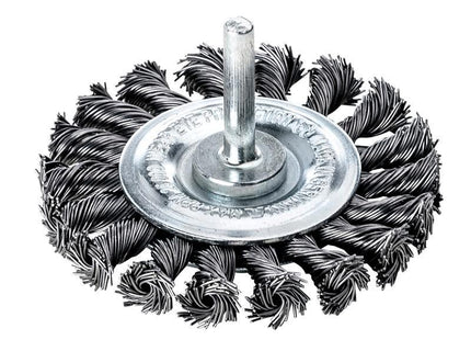 Lessmann Knotted Wheel Brush with Shank 75 x 12mm, 0.50 Steel Wire