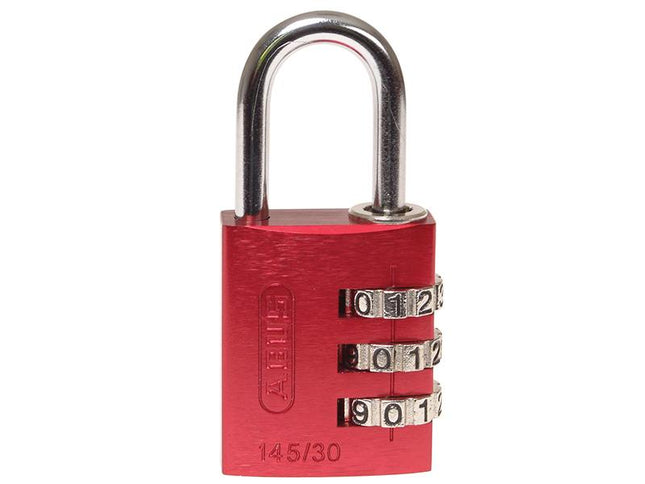 ABUS Mechanical 145/30 30Mm Aluminium Combination Padlock Red 46578