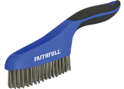 Faithfull Scratch Brush Soft Grip 4 X 16 Row Stainless