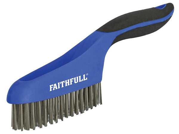 Faithfull Scratch Brush Soft Grip 4 X 16 Row Stainless