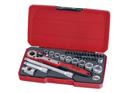 Teng T3834 Socket & Bit Set Of 34 Metric 3/8In Drive