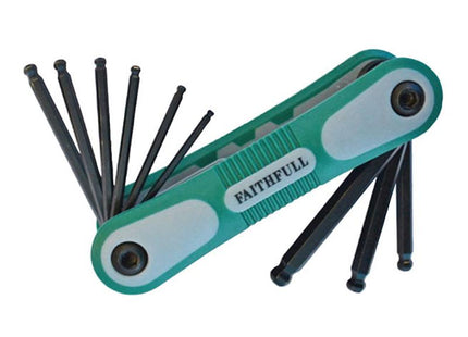 Faithfull Folding Ball End Hexagon Key Set  Of 9 Imperial (5/64 - 1/4In)