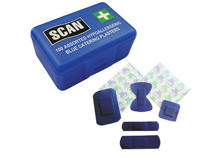 Scan Hypoallergenic Blue Plasters 100 Assorted