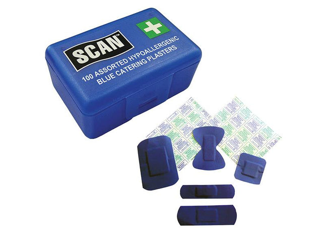 Scan Hypoallergenic Blue Plasters 100 Assorted