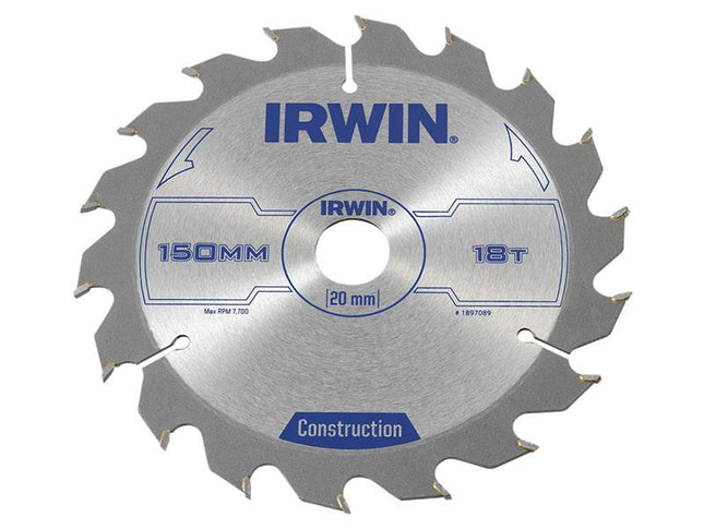 IRWIN Construction Circular Saw Blade 150 X 20Mm X 18T Atb