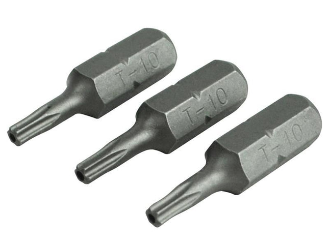 Faithfull Security S2 Grade Steel Screwdriver Bits T10S X 25Mm (Pack 3)