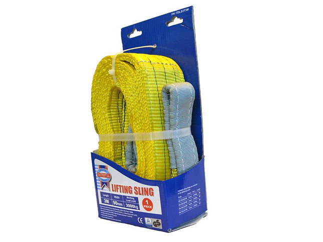 Faithfull Lifting Sling Yellow 3 Tonne 90Mm X 3M