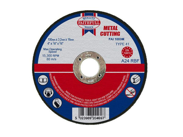 Faithfull Metal Cut Off Disc 100 X 3.2 X 16Mm