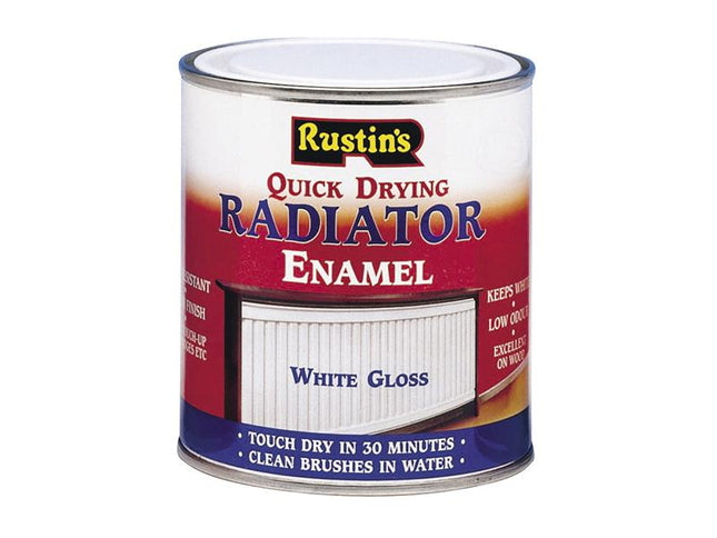 Rustins Quick Dry Radiator Enamel Paint Gloss White 250Ml