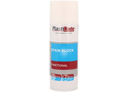Plastikote Trade Stain Block Spray Paint White 400Ml
