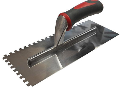 Faithfull Notched Trowel Serrated 6Mm Stainless Steel Soft Grip Handle 11 X 4.1/2In