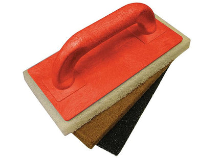 Faithfull Scouring Pad Holder + Fine Medium & Coarse Pads