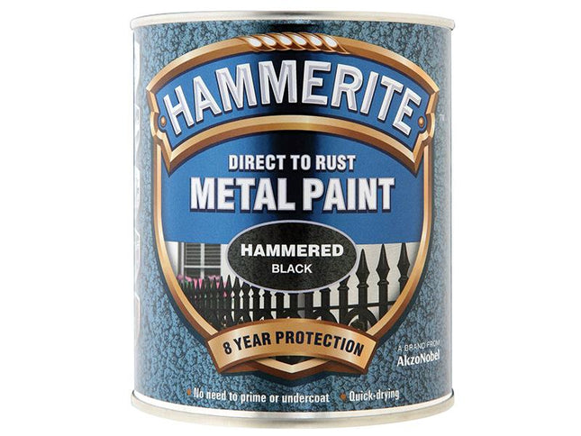 Hammerite Direct To Rust Hammered Finish Metal Paint Black 750Ml