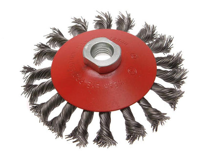 Faithfull Conical Wire Brush 100Mm M14 Bore 0.50Mm Wire