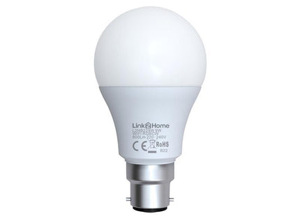 Link2Home Wi-Fi LED BC (B22) Opal GLS Dimmable Bulb, White + RGB 800 lm 9W